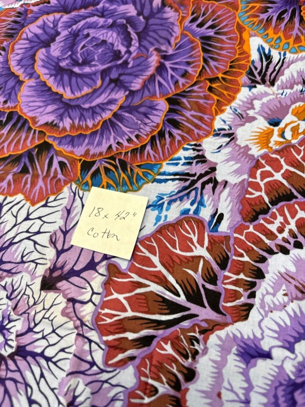 Kaffe Fassett Brassica Rowan Quilting Cotton Fabric 18x42" Purple Orange Floral - Picture 4 of 14
